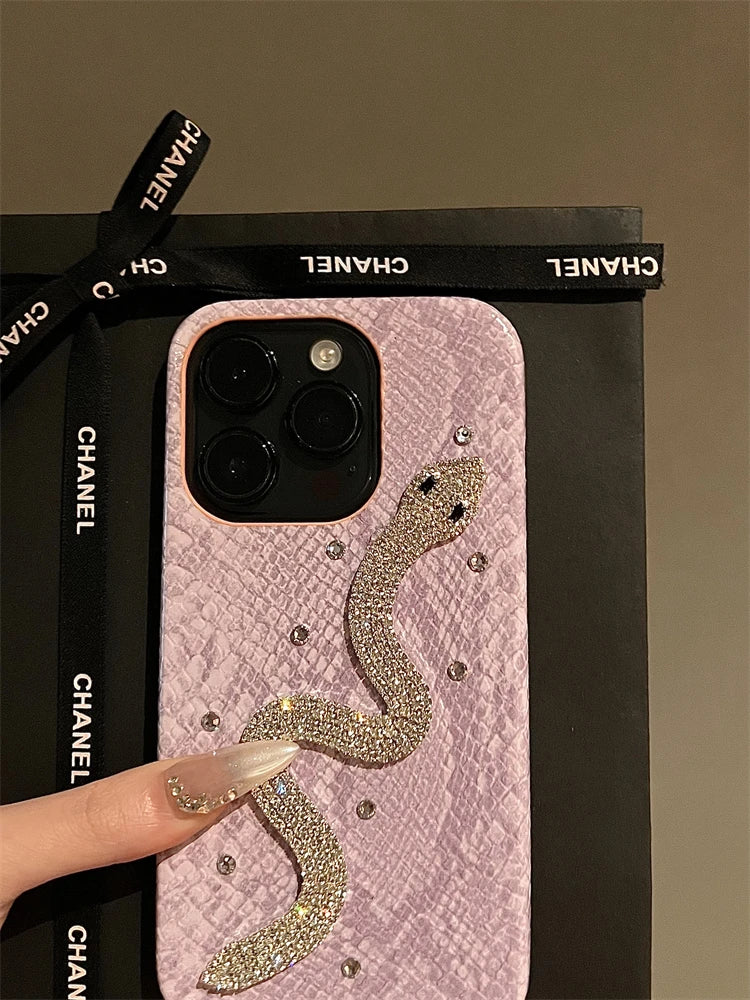 High Quality Luxurious Glitter Diamond Phone Case For iPhone15 14 13 12 11 16 Pro Max X Xs XR 7 8 Plus SE2 Bling Snakeskin Cover