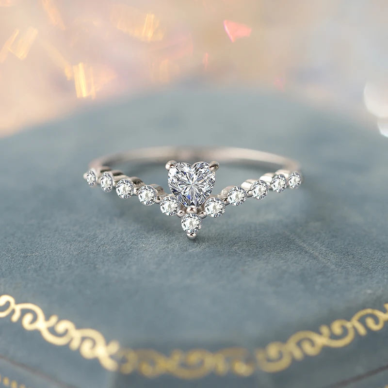 Luxury  S925 Silver Diamond Zircon Love Ring