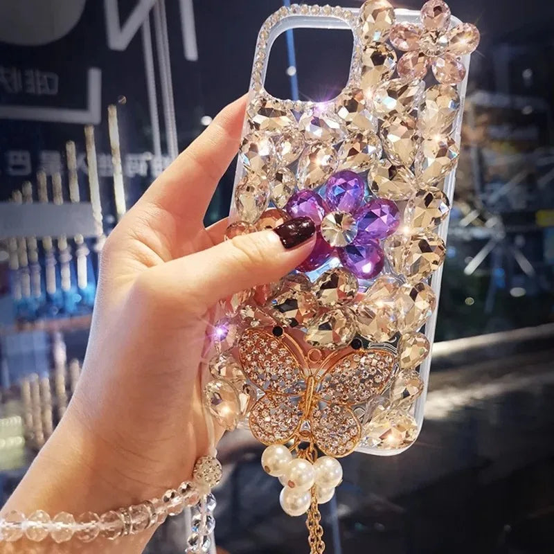 Rhinestone Phone Cases for Women, Bling Diamond, Handmade Cellphone Covers, for Huawei P50Pro, P40, Honor 9X, 50, 60Pro Models