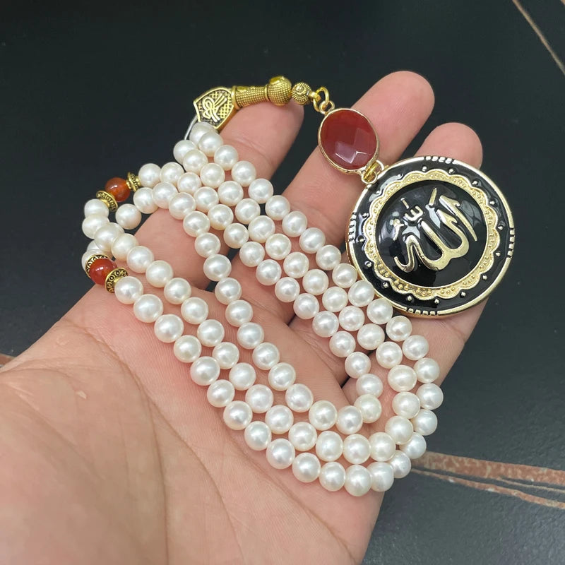 Muslim necklace Natural water Pearl 99 Beads round Pearl Tasbih islamic misbaha jewelry prayer beads Eid ramadan gift