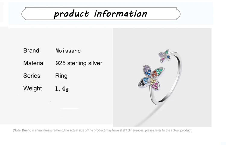 Delicate Rainbow Irregular Double Butterfly Star Full Diamond Original Sterling Silver Jewelry