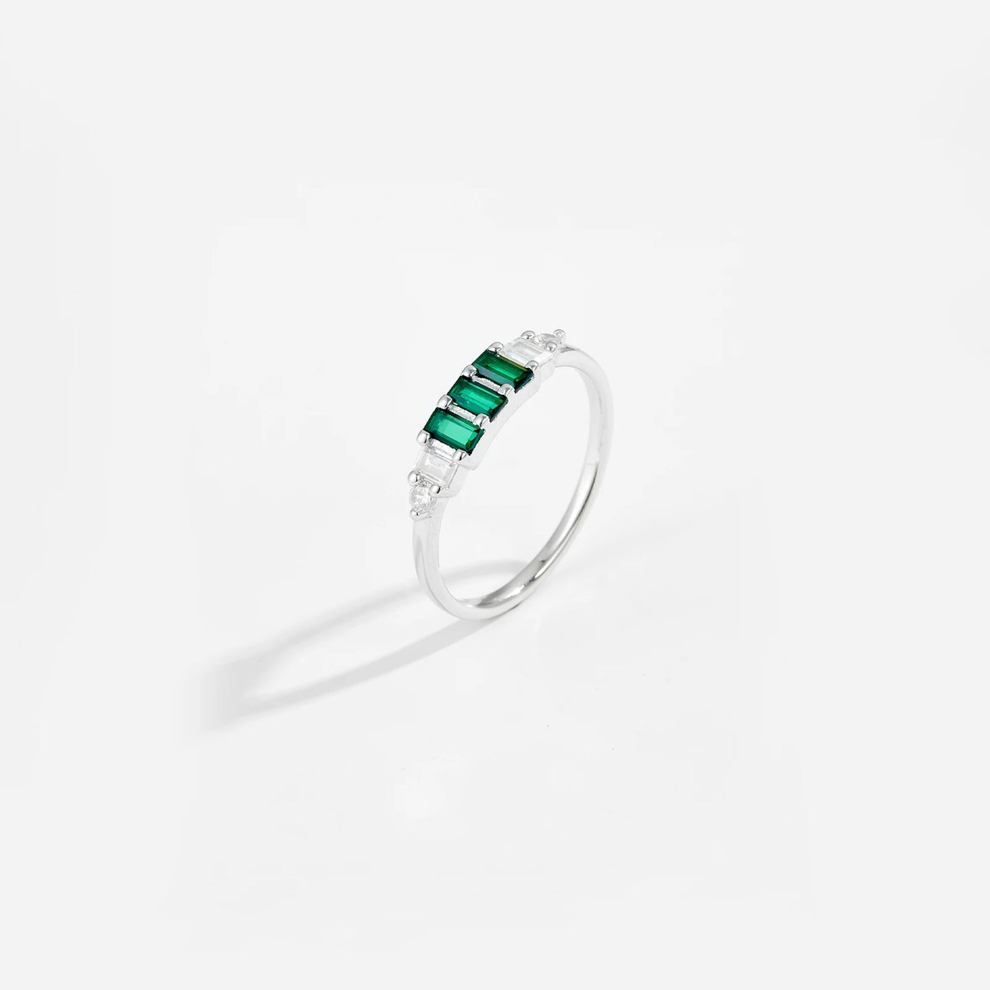 New 925 Sterling Silver Square Green  Zircon Ring  Jewelry