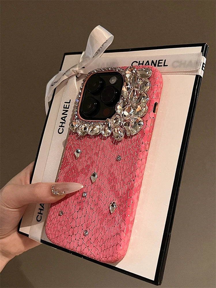 Luxurious Glitter Phone Case For iPhone 16 15 14 13 12 11 Pro Max  Snake Pattern Cover For iPhone 16 Pro Diamond Shiny