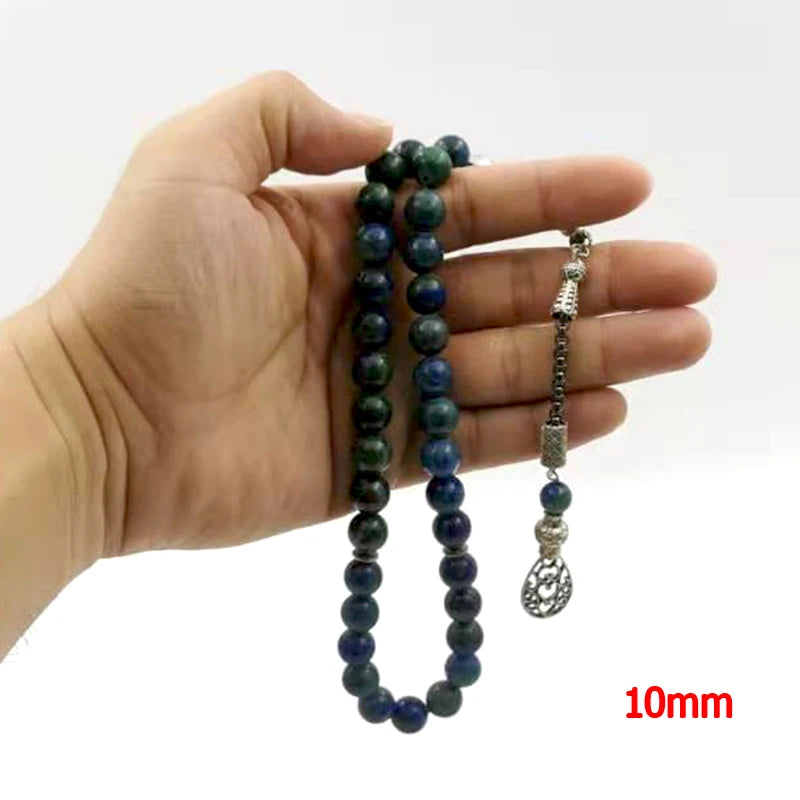 Green Natural chrysocolla gemstone prayer beads islamic rosary arabic fashion