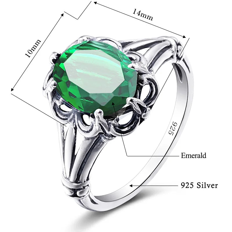 Ring  925 Silver With Stone Oval 8*10mm Famous Brand Jewelry