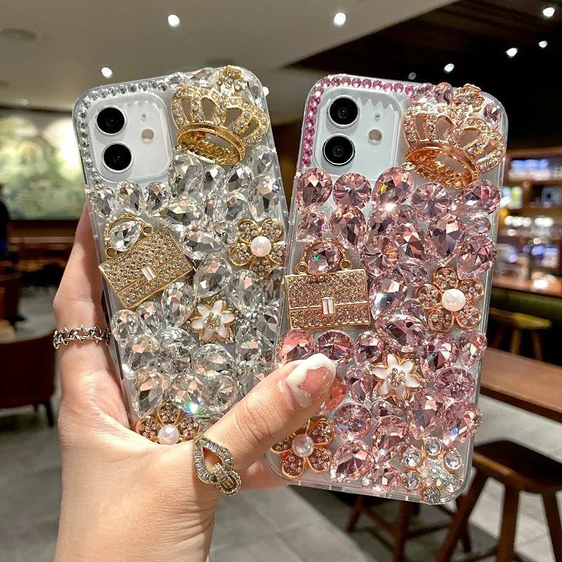 Diamond Bling Phone Case for Women, Jewelry Cover, Luxury Designer, for Huawei P50Pro, P40, Mate30, Honor 9X, 50, 60Pro