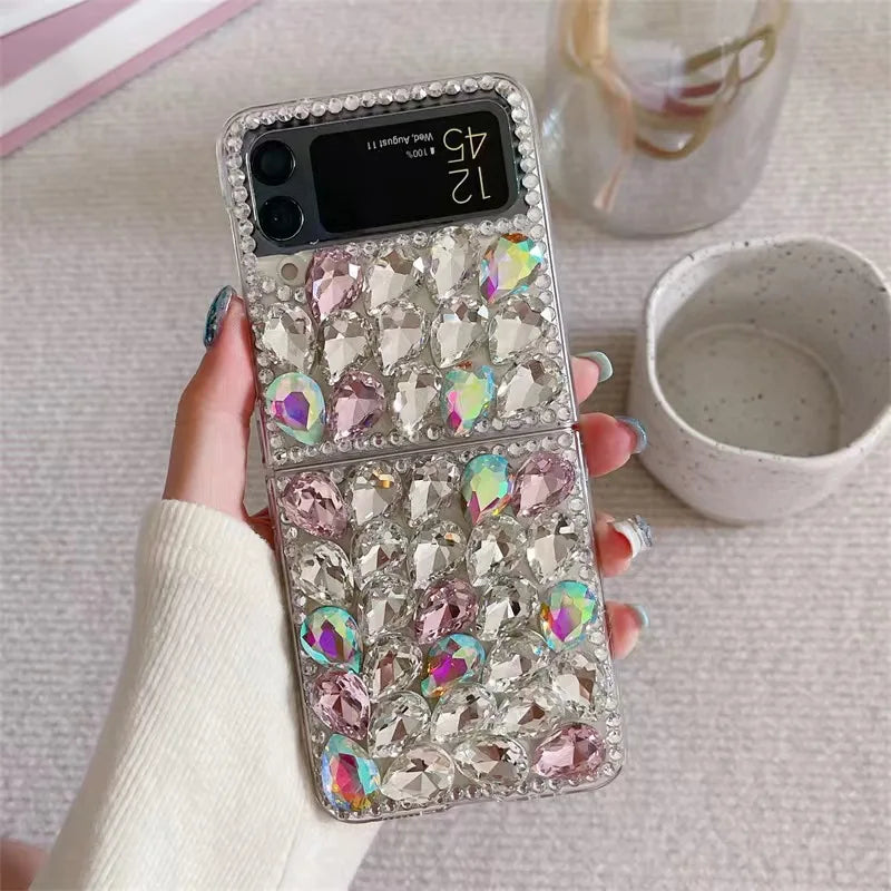 Korea Luxury Crystal Elegant Diamond Wrist Phone Case Cover For Samsung Galaxy Z Flip 3 4 5 6 F7110