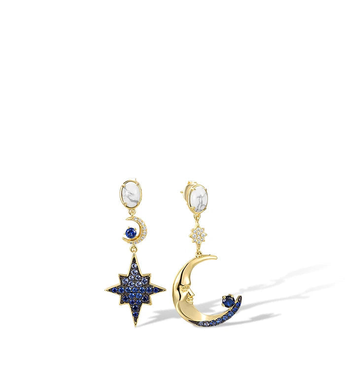 925 Sterling Silver Blue  Star And Moon Jewelry