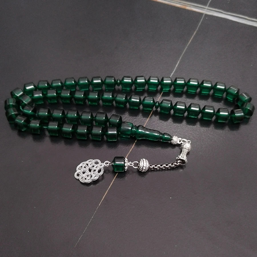 Tasbih green resin Muslim islamic fashion bracelet Rosary prayer beads Misbaha