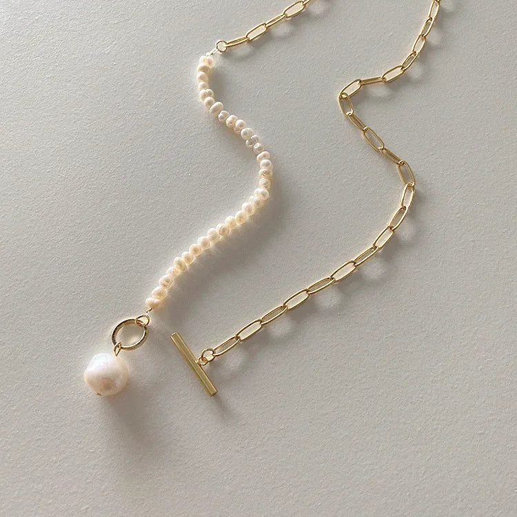 100% Natural Baroque Freshwater Pearl 14K Gold