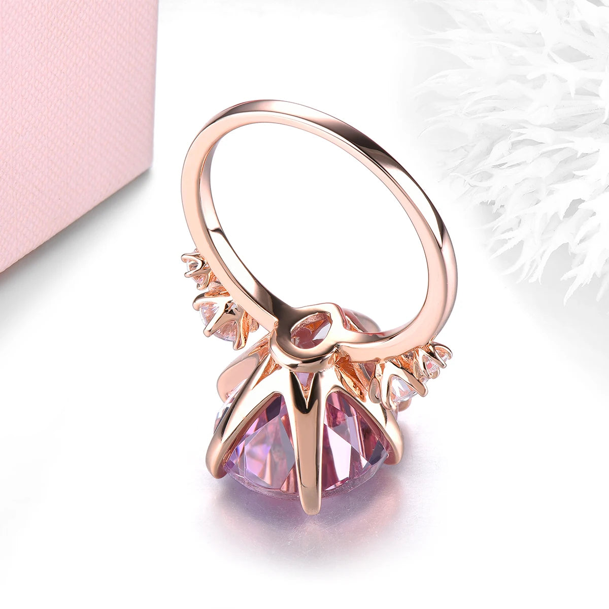 Natural Pink Amethyst Silver Rose Gold Plated 8 Carats Genuine Gemstone Women's Romantic Fine Jewelrys Christmas New Year Gifts