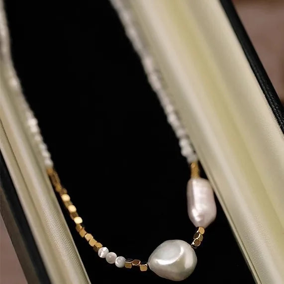 New Arrival Elegant Natural Baroque Freshwater Pearl 14K Gold Filled Lady Beads Chain Necklace Jewelry