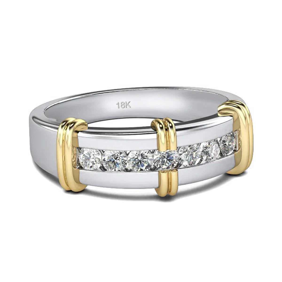 Trendy Yellow Gold Moissanite Rings And Bands Luxury Wedding Party Jewelry Pass Diamond