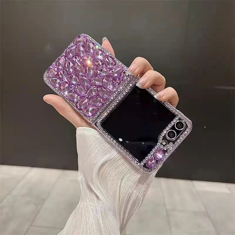 Korea Luxury Crystal Elegant Diamond Wrist Phone Case Cover For Samsung Galaxy Z Flip 3 4 5 6 F7110