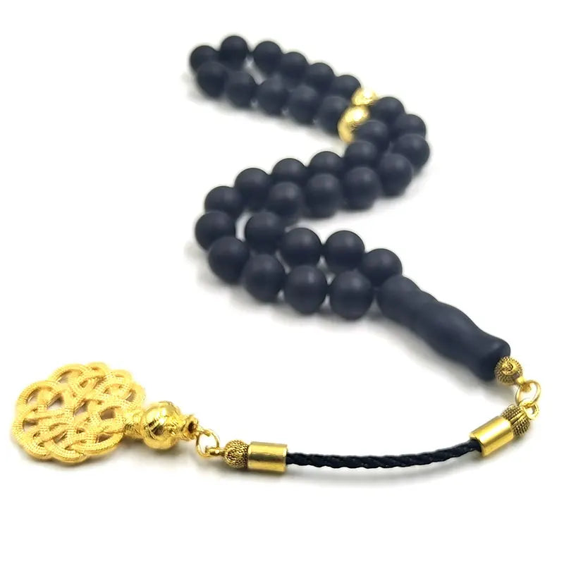 Tasbih Black Matte agates stone muslim prayer beads islamic rosary