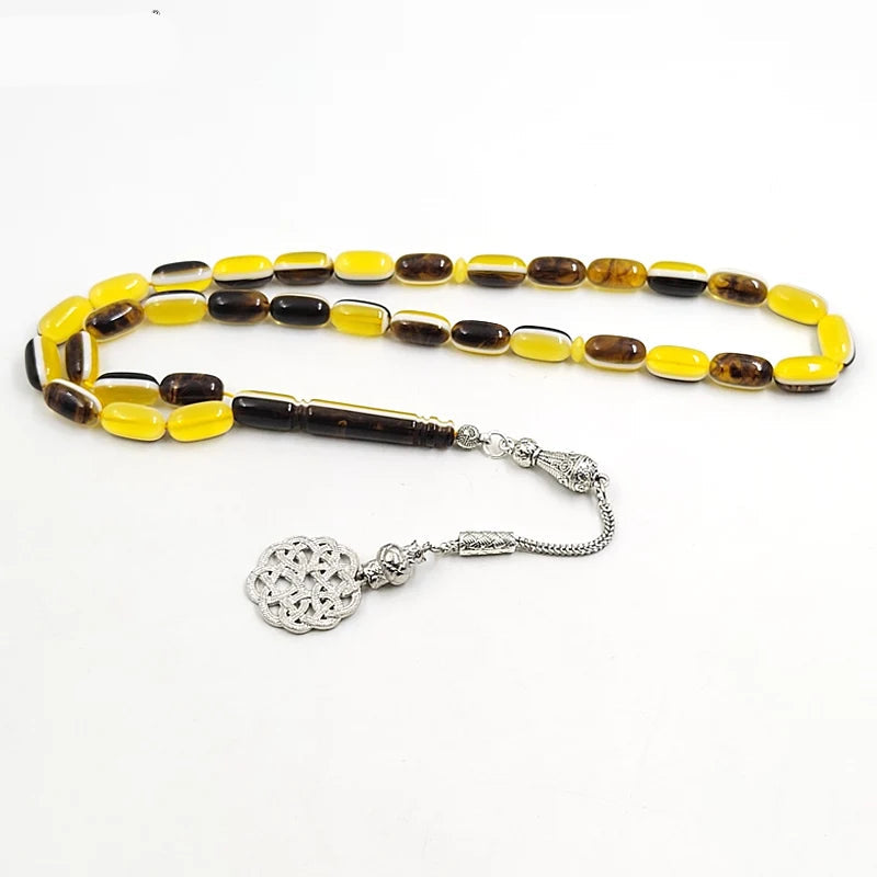 Yellow Resin Tasbih 33 prayer Beads arabic fashion bracelet Misbaha Mastkha muslim eid gift turkish