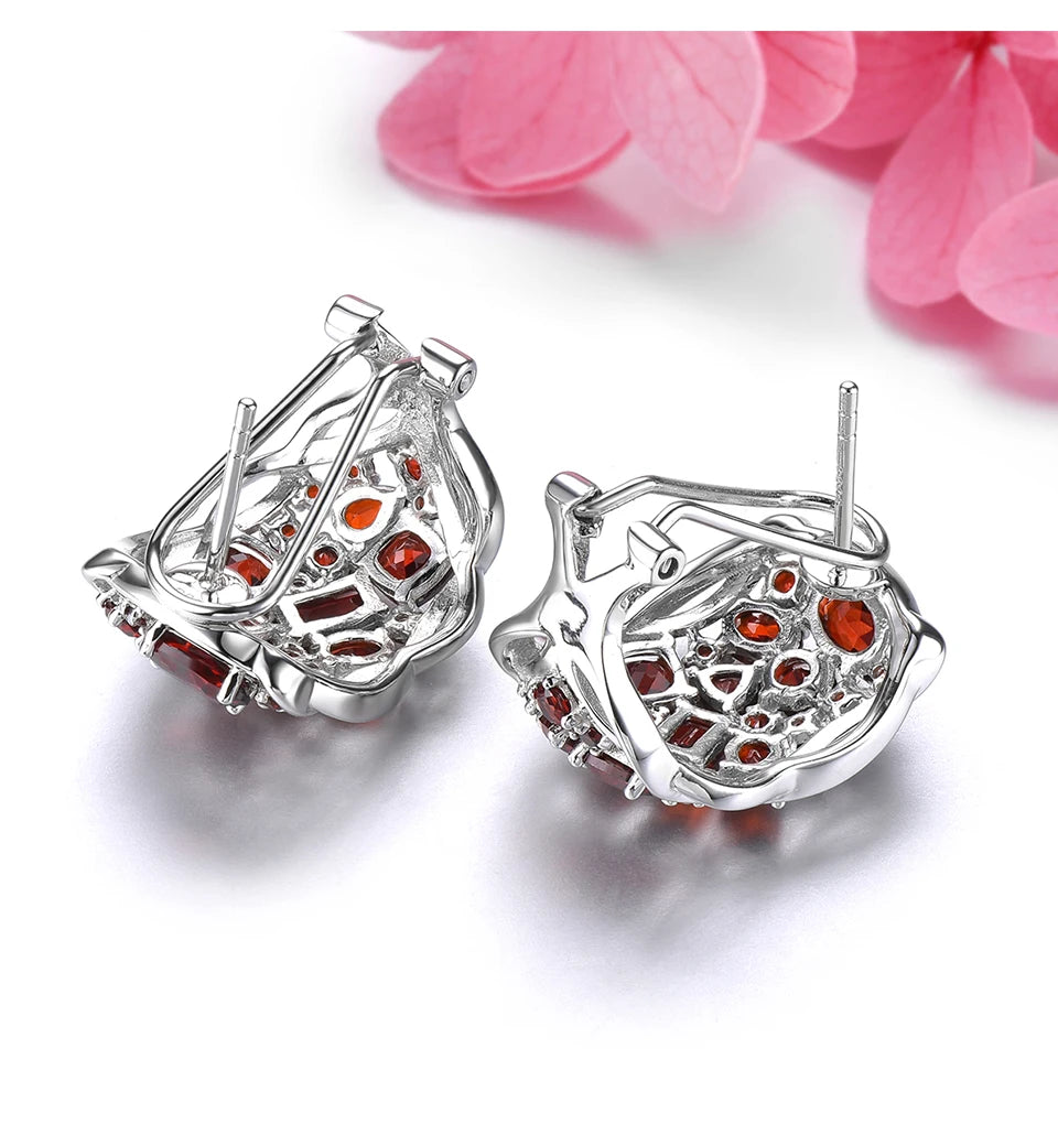 Natural Red Garnet Sterling Silver