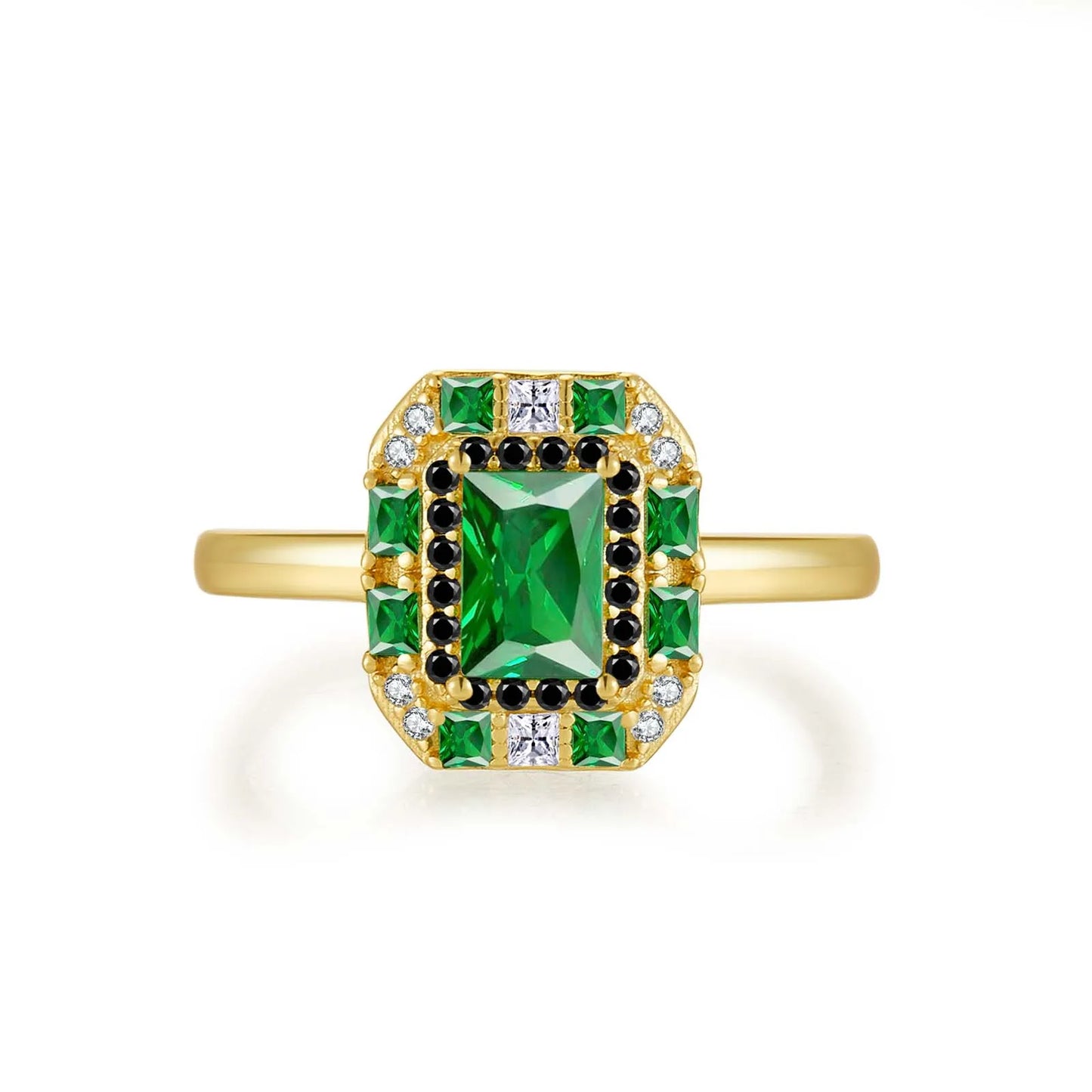 925 Sterling Silver Gold Clear Green Zircon Ring Collection Luxury  Marilyn Crystal