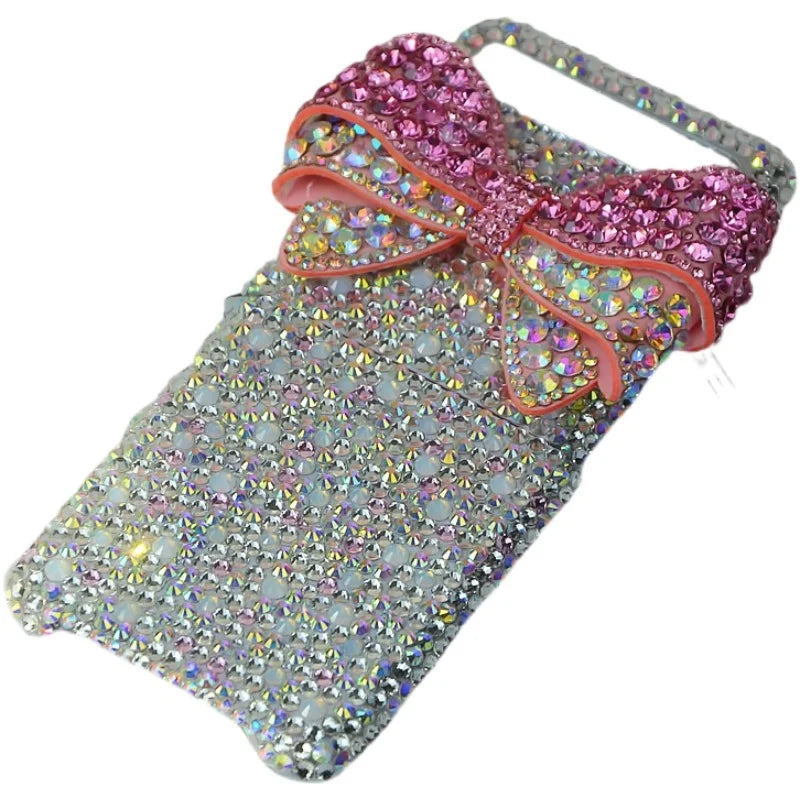 For Samsung Galaxy Z Flip 6 5 4 3 5G F7110 F7070 Luxury Rhinestones Crystal Shinny Cute Diamond Bow Phone Case Cover