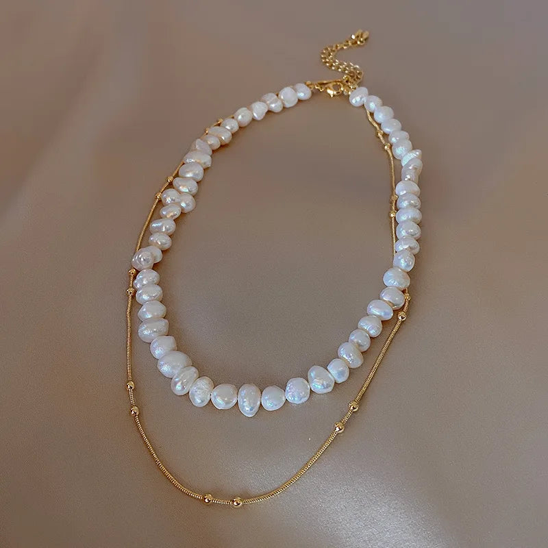 Jewelry 100% Natural Baroque Freshwater Pearl 14K Gold Filled Female Chokers Necklace