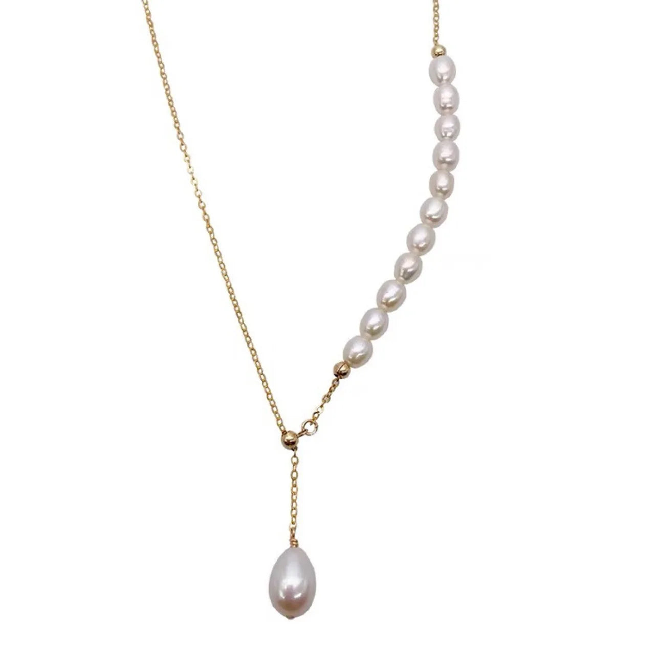 100% Natural Bright Freshwater Pearl 14K Gold Filled Ladies Adjustable Necklace Promotion Jewelry