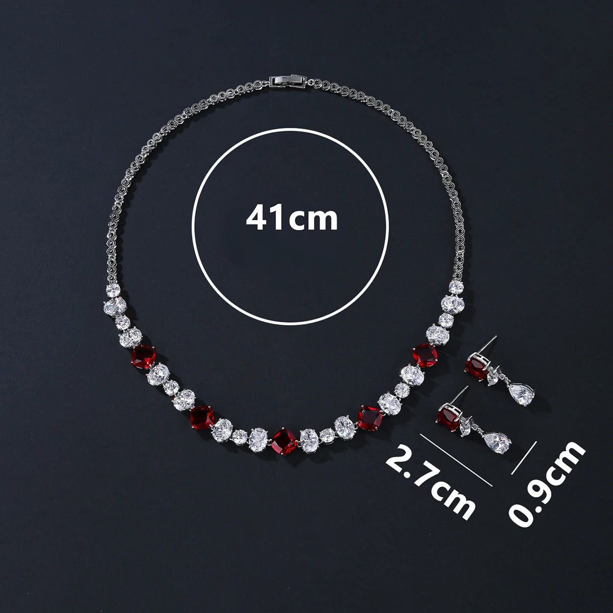 Elegant  Multi Color Cubic Zirconia Necklace And Earrings Set Woman Wedding Bridal Costume Jewelry Set CN11324