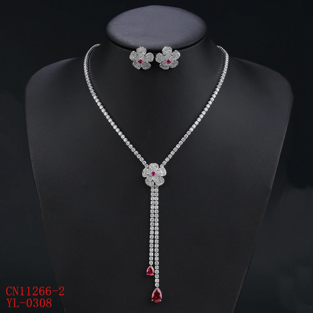 Flower Luxury Pieces High Quality Zirconia Fashion Zirconia  Set Jewelry Zirconia