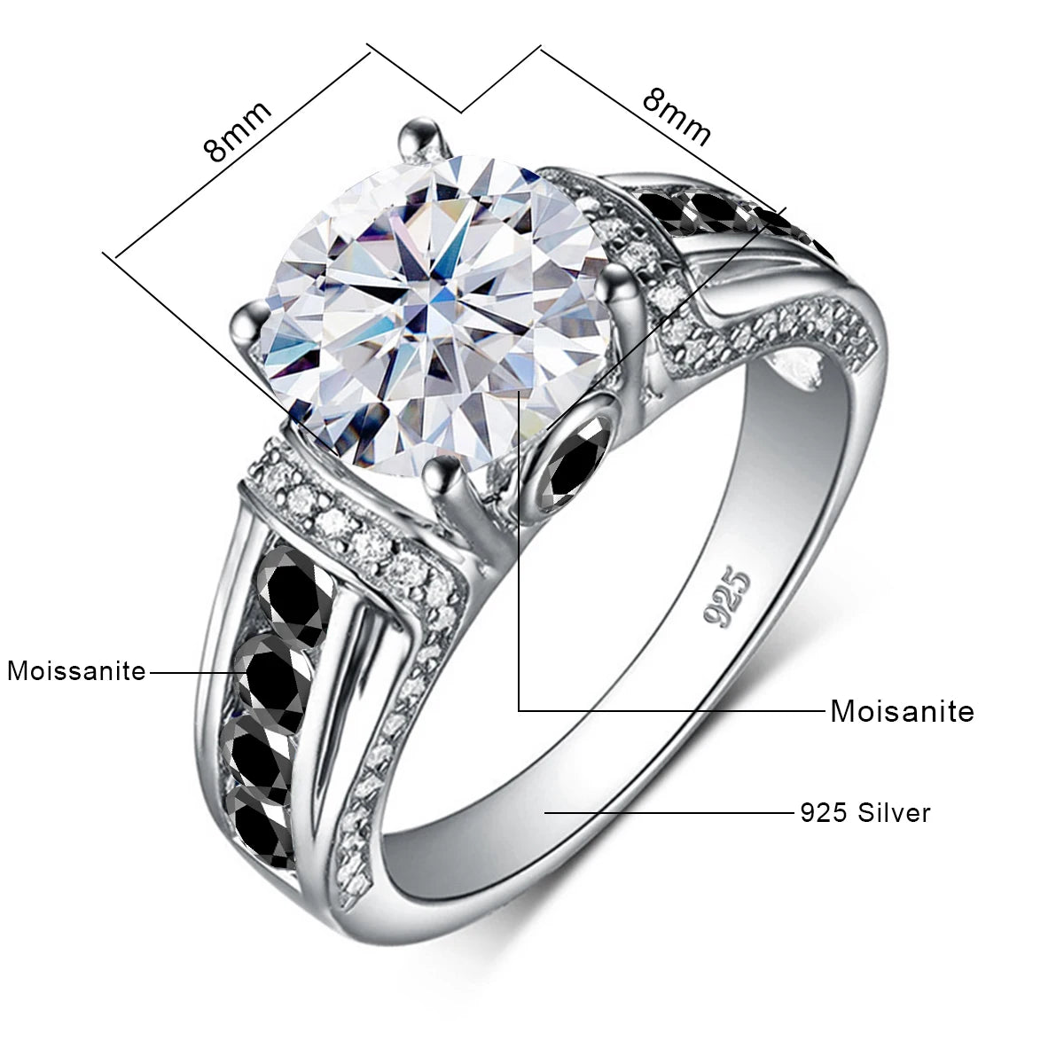 Diamond Ring For Women 100% Sterling Silver Good Quality Wedding Jewelry Pass Diamond Test