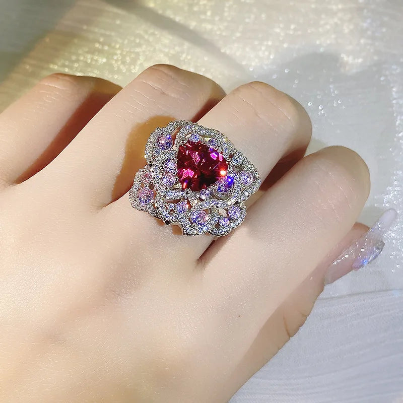 Ruby Ice Flower Cut Open Diamond Jewelry