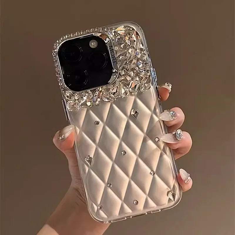 High Quality Luxurious Glitter Diamond Phone Case For iPhone 16 15 14 13 12 Pro Max Bling Rhinestones Plating Back Cover