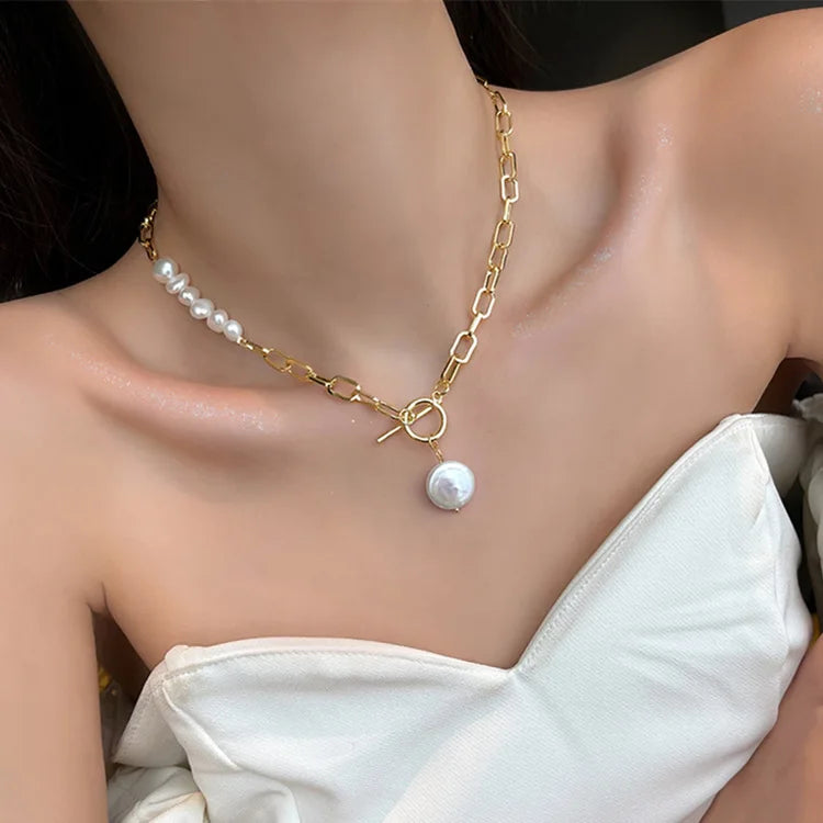 Original Jewelry 100% Natural Baroque Freshwater Pearl 14K Gold