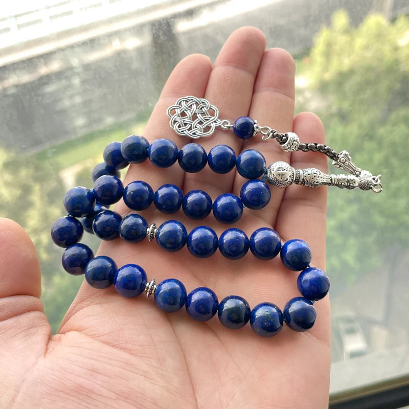 Tasbih men gemstone Lapis lazuli islamic Rosary Muslim Paryer beads arabic misbaha bracelets Eid gift ramadan accessories