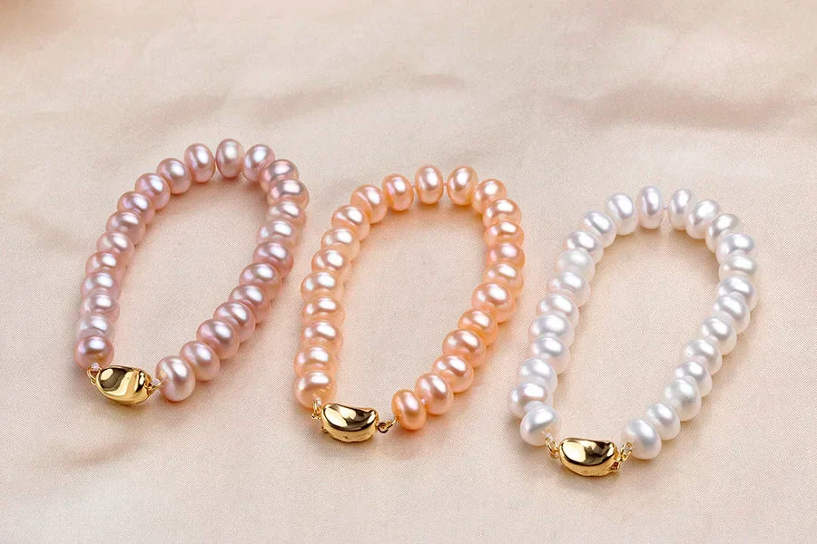 Freshwater Pearl Bracelets 925 Sterling Silver Gold