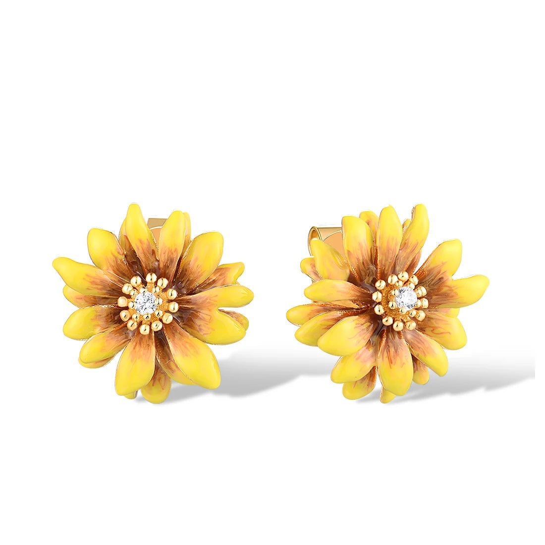 925 Sterling Silver Jewelry Set  Yellow Flower