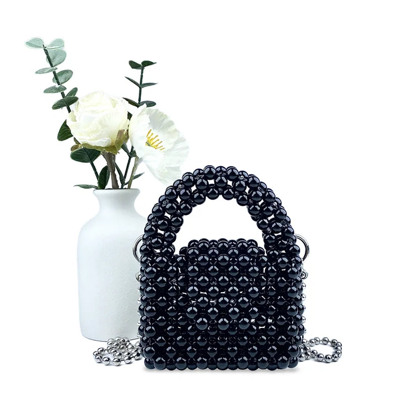 finished crossbody bags retro women's woven bags, niche shiny hollow ins beaded bags