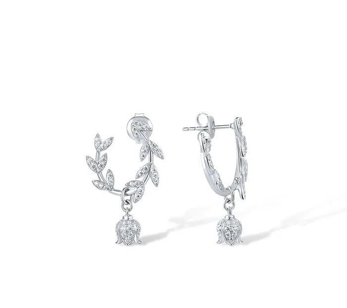 925 Sterling Silver Stud Earrings  Flower Dangling  Jewelry