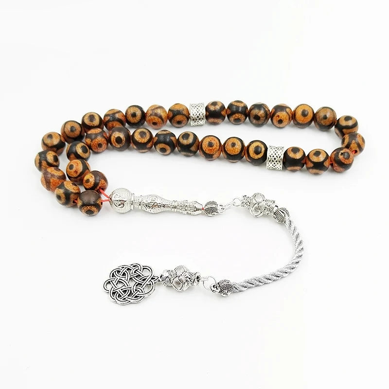 Eid ramadan gift Tasbih Natural Tibetan Fire agate stone 33 prayer beads islamic Arabic fashion misbaha turkish bracelet