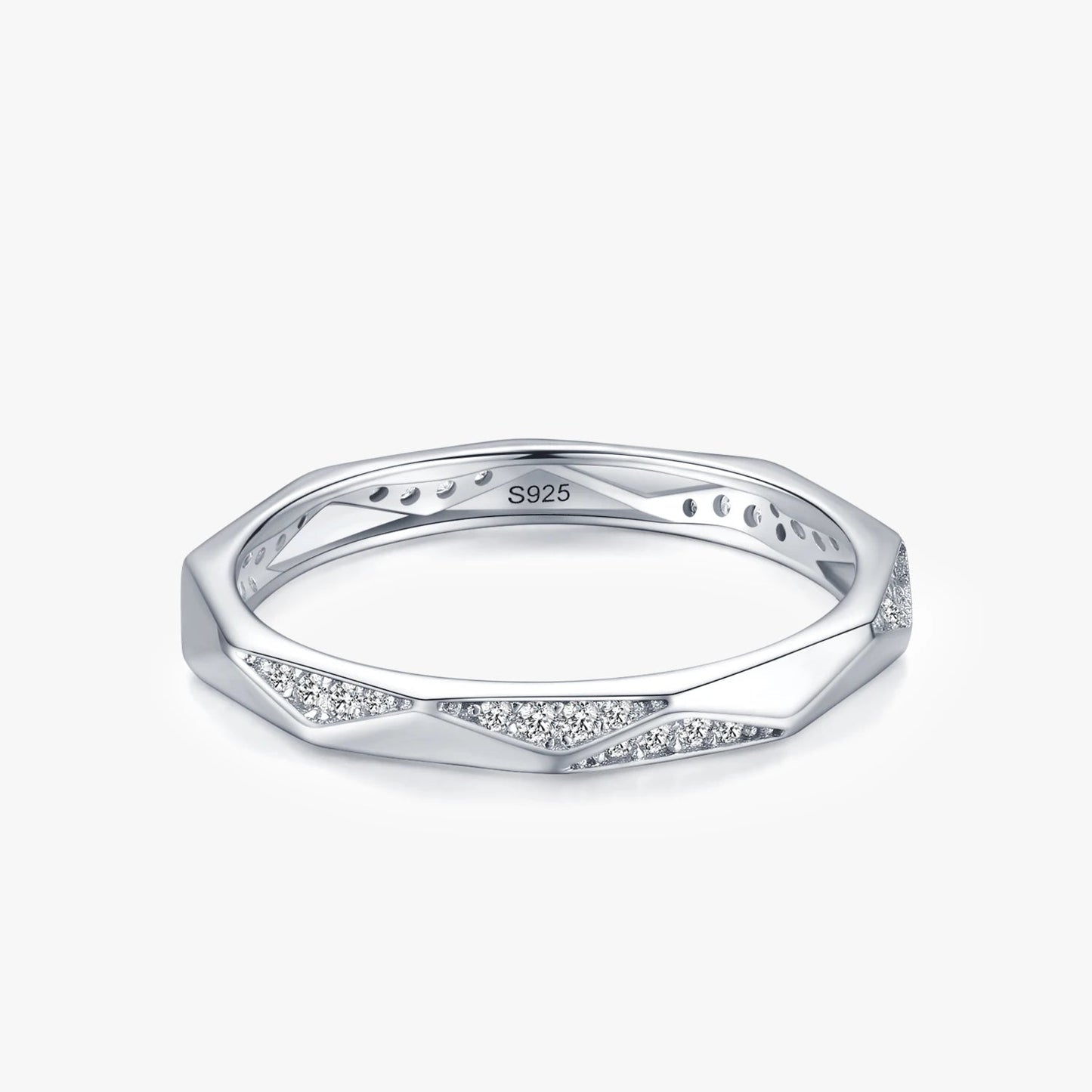 Silver Design Rings Clear Zircon