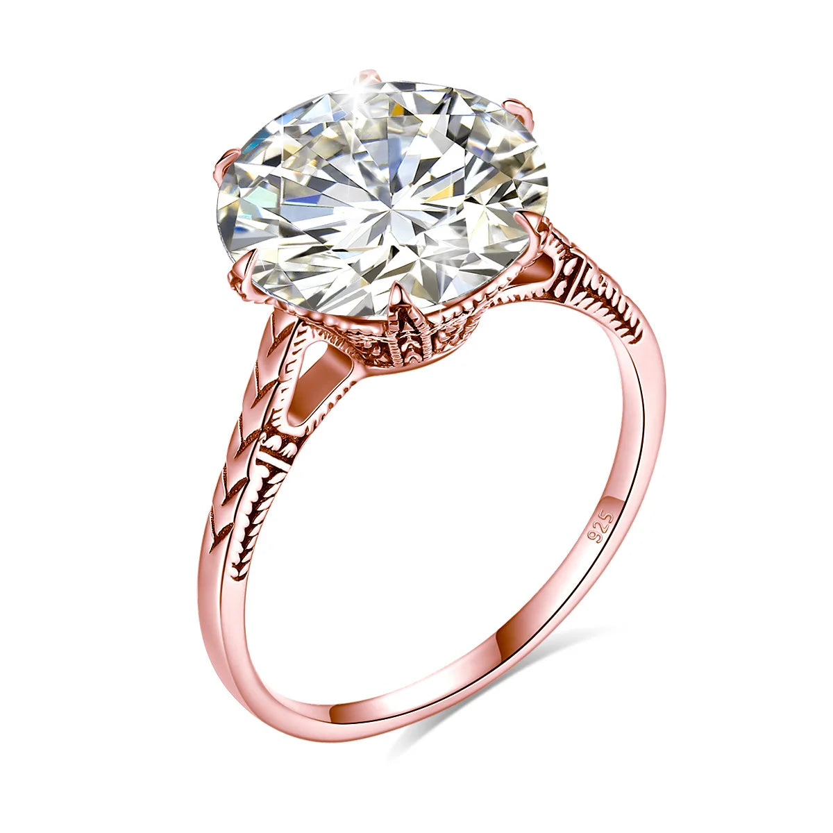 Round Ring Rose Gold Silver With Certificate Luxury Jewelry