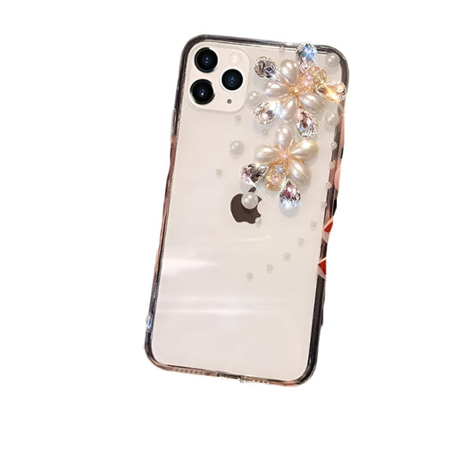 Luxury Bling Glitter Phone Case for Women, Rhinestone Crown, Pearl Flower Diamond, for Huawei P50Pro, P40, Honor 9X, 50, 60Pro