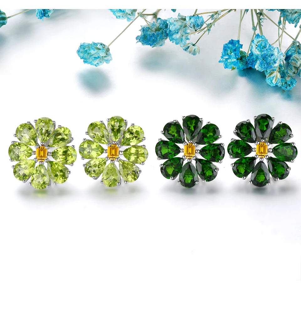 Natural Peridot Citrine Silver