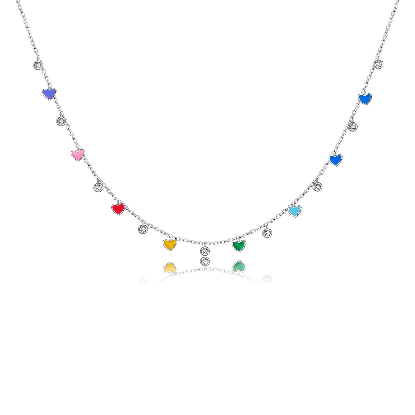 925 Sterling Silver Gold Bohemia  Rainbow Heart