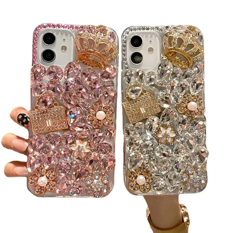 Diamond Bling Phone Case for Women, Jewelry Cover, Luxury Designer, for Huawei P50Pro, P40, Mate30, Honor 9X, 50, 60Pro