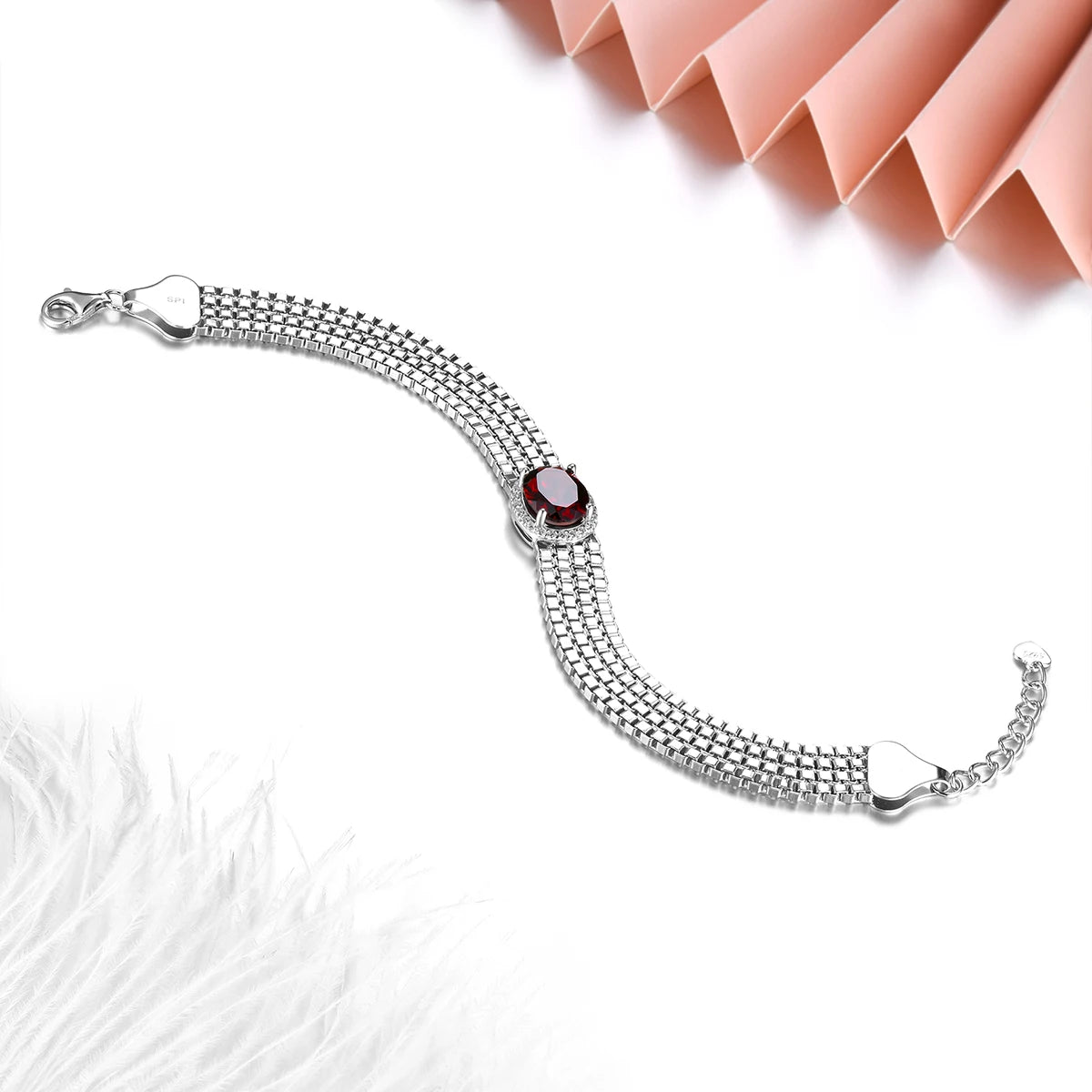 Natural Garnet Sterling Silver Bracelet 3 Carats Genuine Gemstone S925 Fine Jewelry Luxury Bracelet