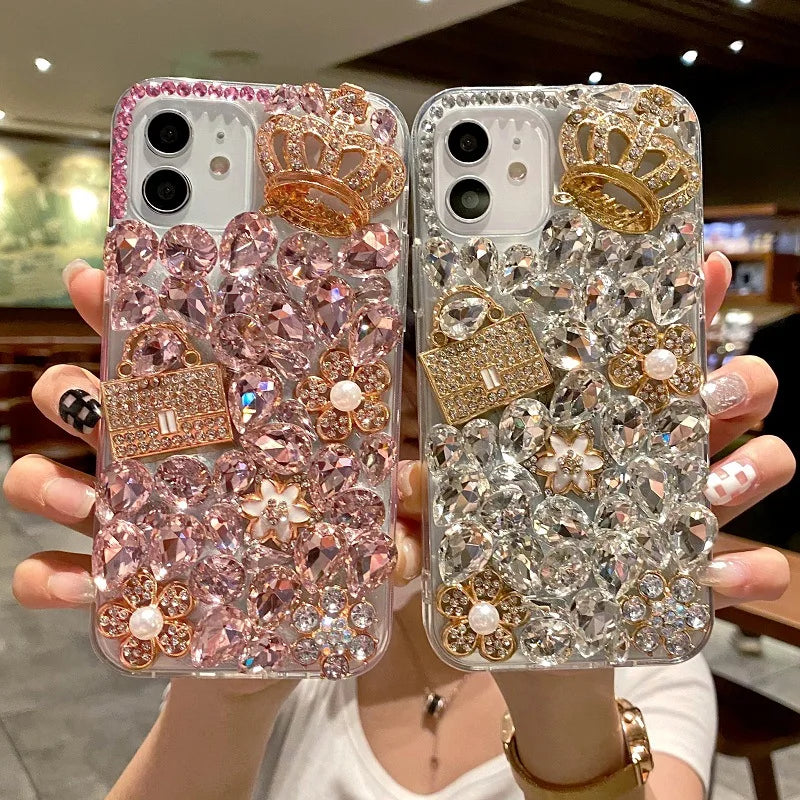 Diamond Bling Phone Case for Women, Jewelry Cover, Luxury Designer, for Huawei P50Pro, P40, Mate30, Honor 9X, 50, 60Pro