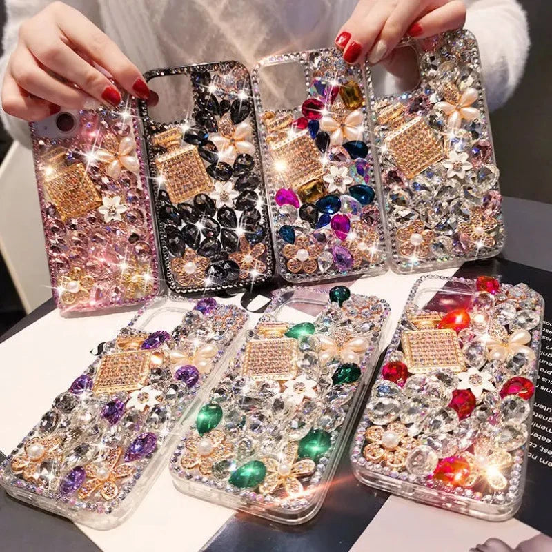 Luxury Shiny Crystal Rhinestone Diamond Clear Protective Phone Case for Huawei, Bling, P50Pro, P40, Mate30, Honor 9X, 50, 60Pro