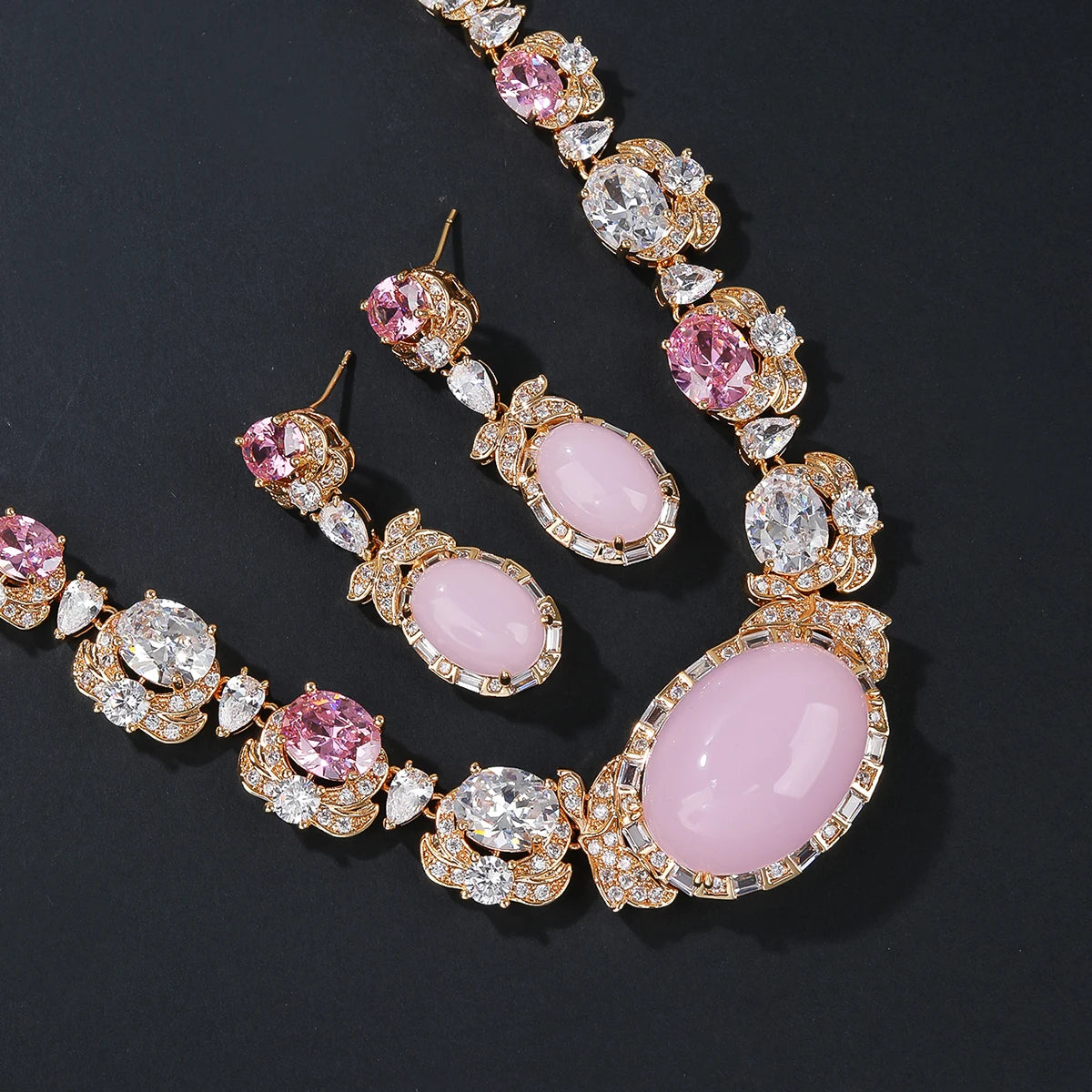 Beautiful Pink Purple  Zirconia Set  Jewelry