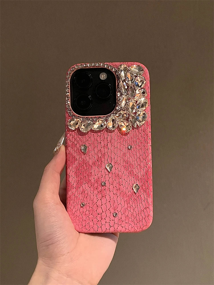 Luxurious Glitter Phone Case For iPhone 16 15 14 13 12 11 Pro Max  Snake Pattern Cover For iPhone 16 Pro Diamond Shiny