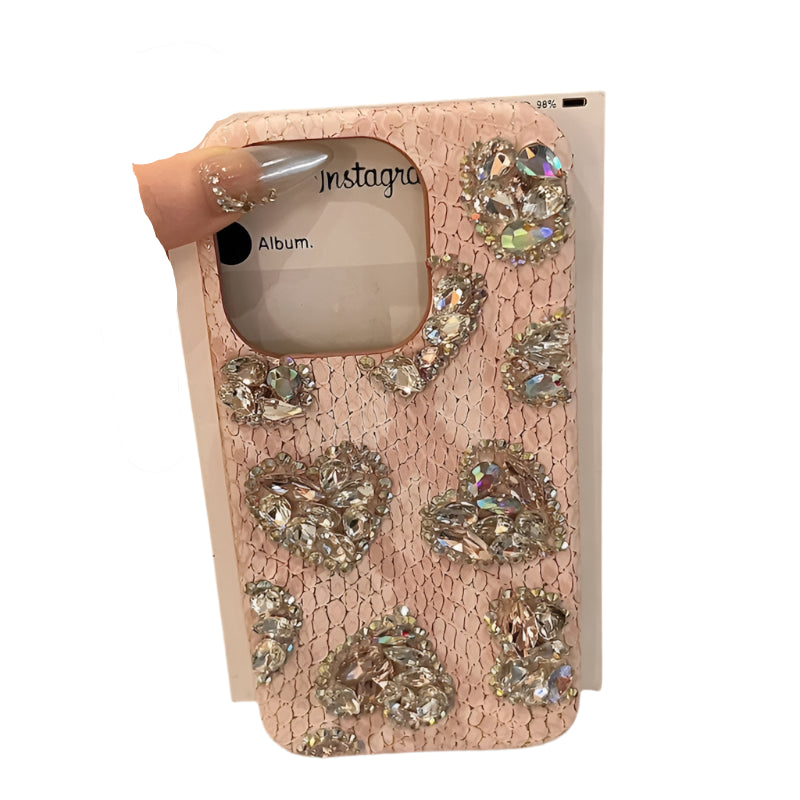 High Quality Luxury Glitter Diamond Phone Case For iPhone 16 15 14 13 12 11 Pro Max 3D Love Heart Bling for iphone16plus + Cover