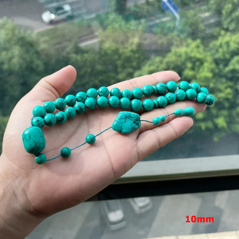 Tasbih  Green Mongolia Turquoise Gemtone Muslim Prayer Beads Islamic Misbaha